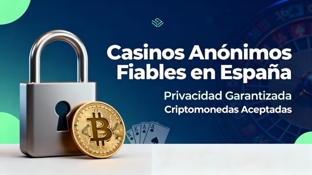 banner para artículo sobre casinos anónimos fiables en España con temática de privacidad y criptomonedas